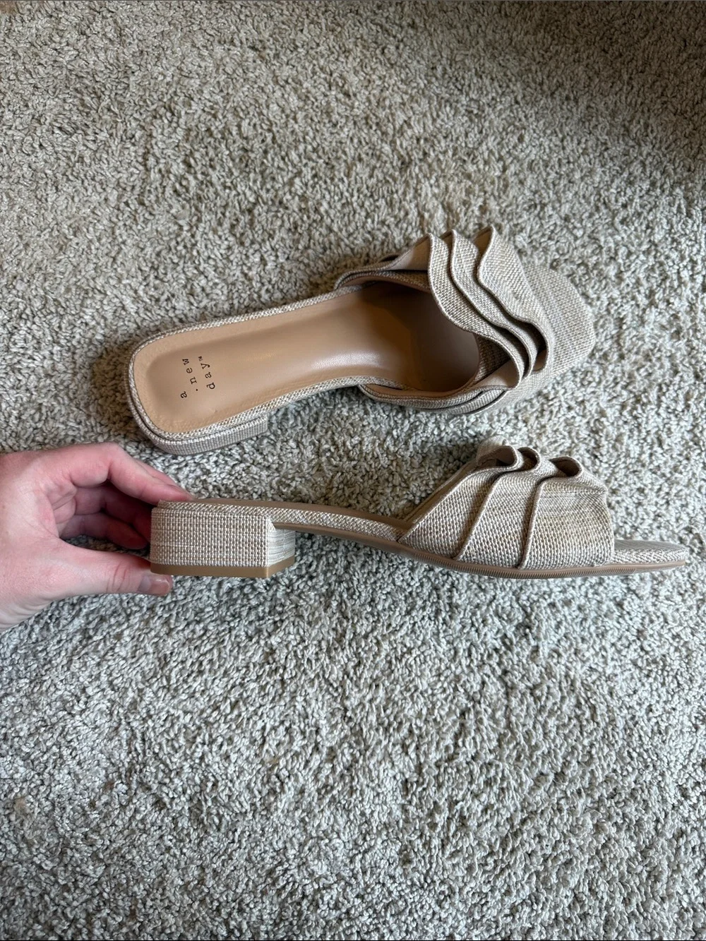a new day Neutral Beige Ruffle Slide Sandals